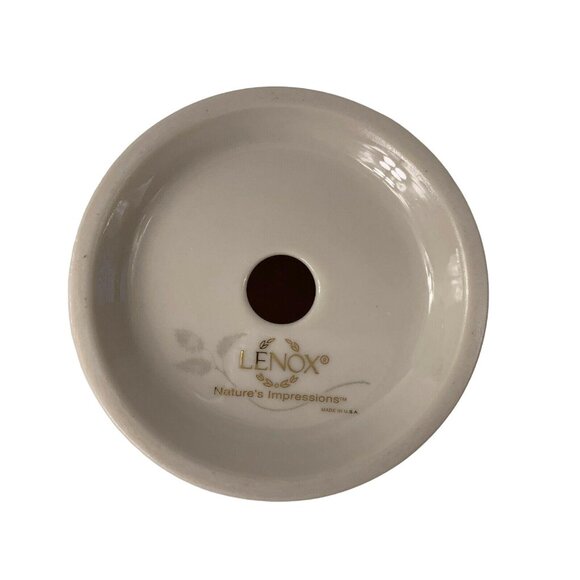 Lenox Natures Impressions Pillar Candle Holder Drifting Leaves USA 3 1/2 Inches - Picture 9 of 10